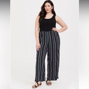 Torrid Challis Jumpsuit Purple/blue/white stripes